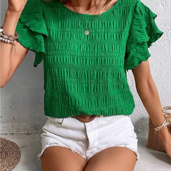 Multiple Flutter Sleeve Ruffled Blouse - Picture 4 of 13